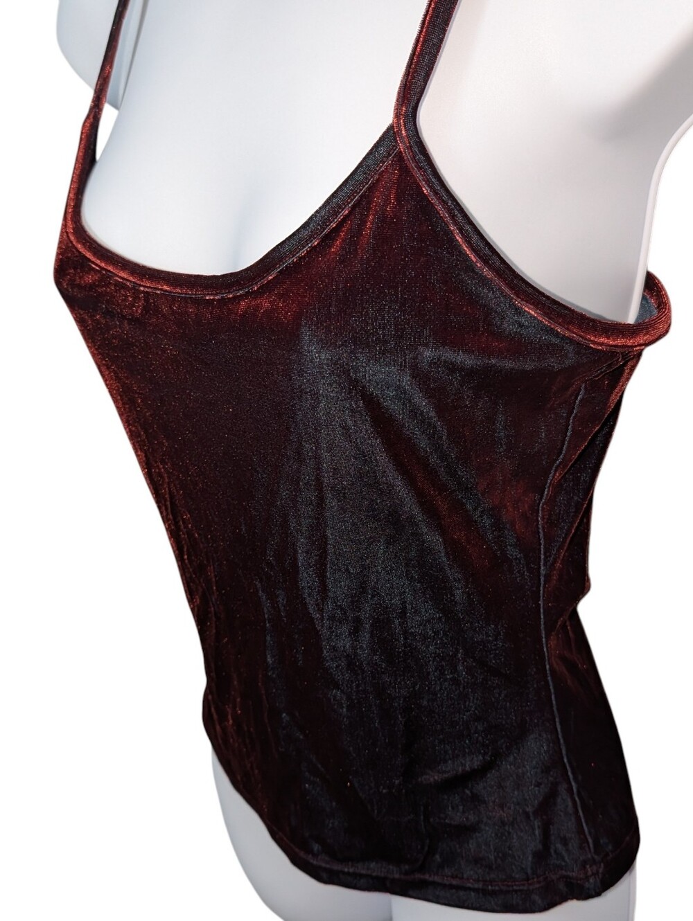 Express Womens Medium Velvet Camisole Tank Top Burgundy Goth 90s Grunge Vintage